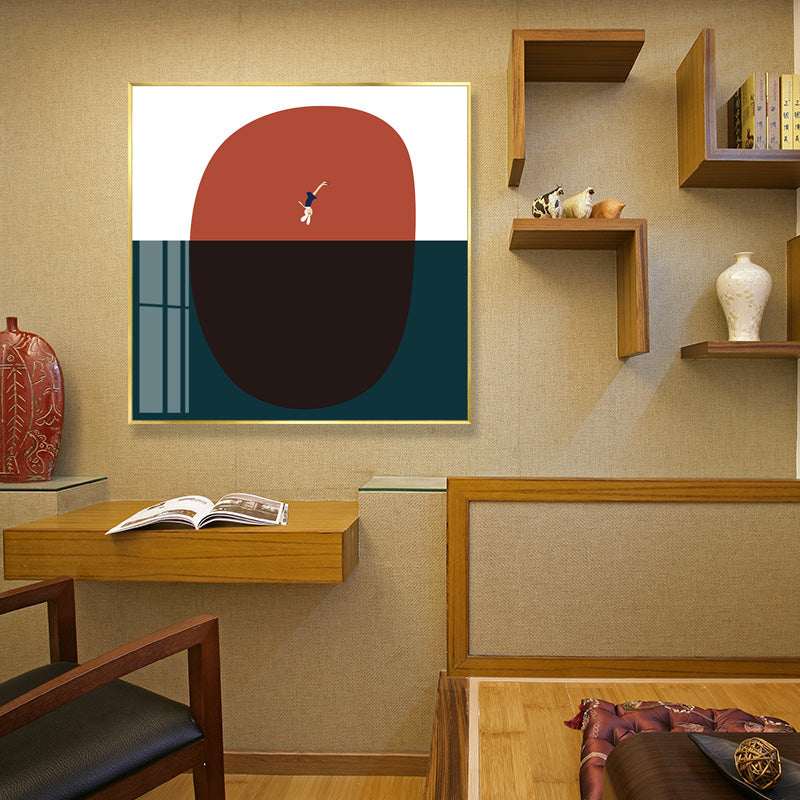 Childrens Art Abstract Drawing Canvas Dark Color Textured Wall Decor for Family Room