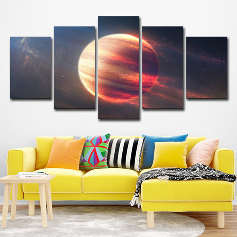 Mars Sphere Wall Art Print Multi-Piece Fictional Living Room Canvas in Red and Black