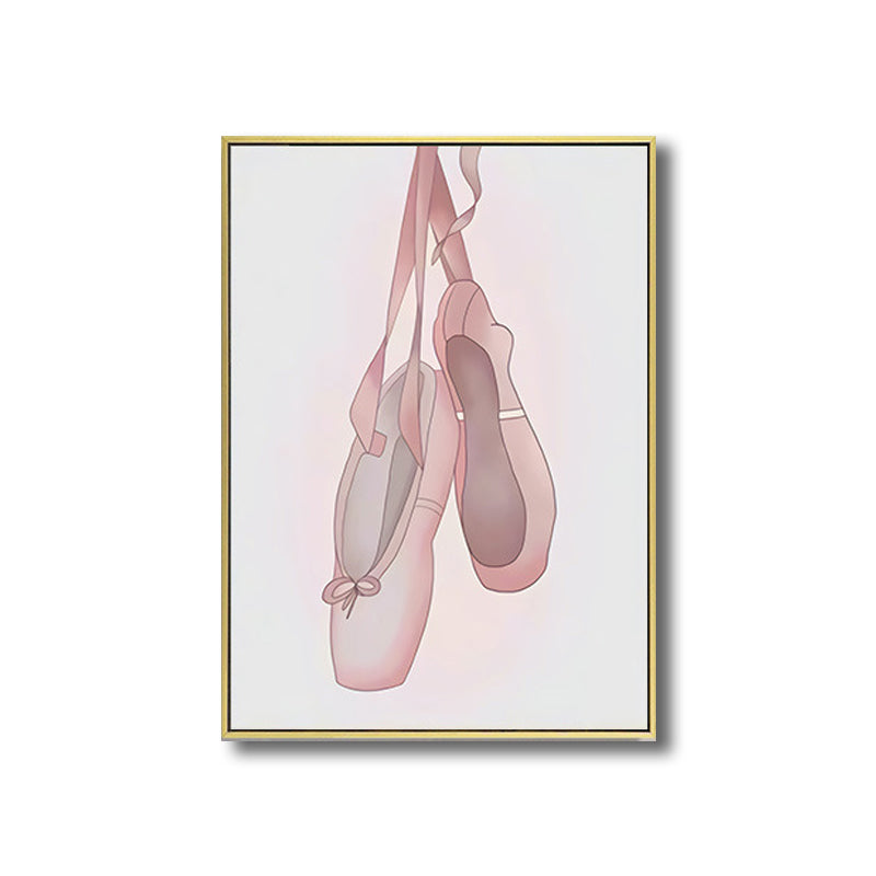 Ballet Shoes Wall Art Decor Textured Kids Style Girls Bedroom Canvas Print in Pink