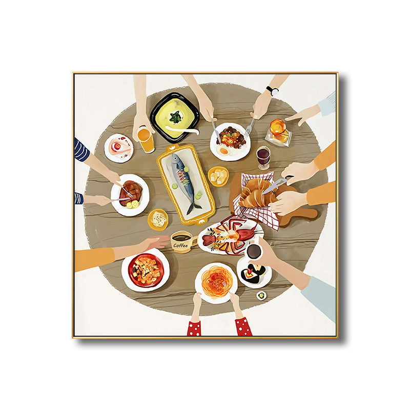 Brown Scandinavian Canvas Foods Wall Art Print for Kitchen, Multiple Sizes Options