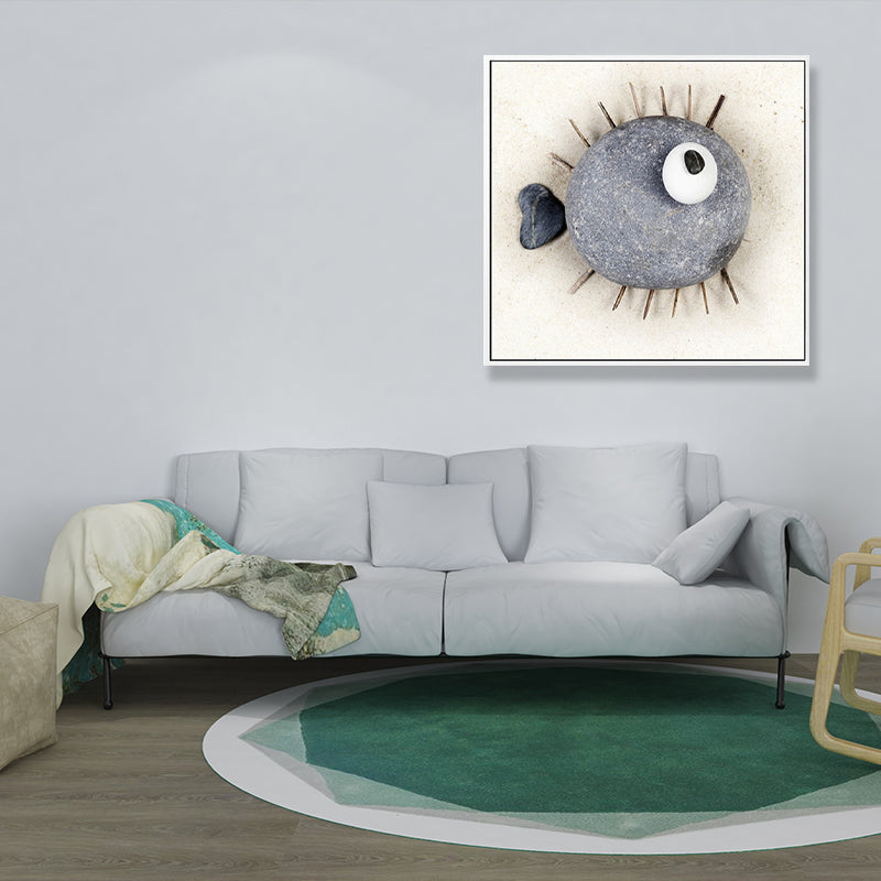 Soft Color Fish Pattern Canvas Textured Wall Print for Kids Bedroom, Multiple Sizes
