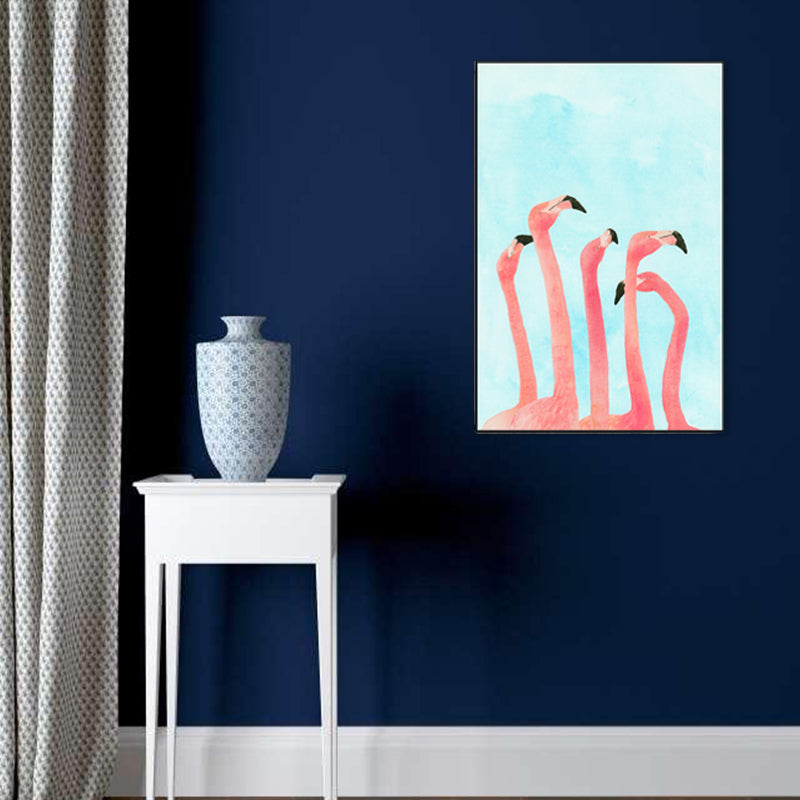 Décoration murale à motif de flamant rose, peinture de Style Tropical de couleur Pastel pour salon