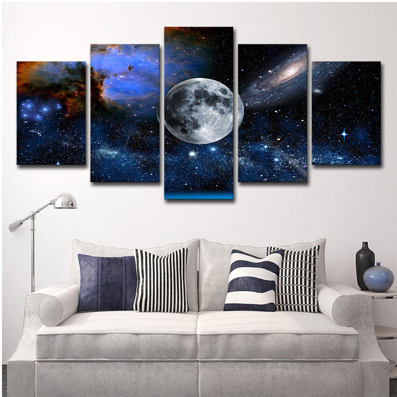 Multi-Piece Cosmos View Art Print Canvas Science Fiction Wall Decor for Teens Room