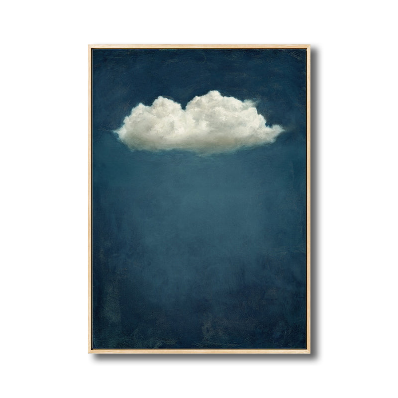 Blue Cloud Canvas Wall Art Cartoon Textured Painting for Dining Room, Multiple Sizes