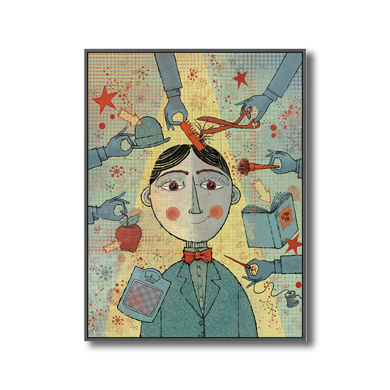 Enfants garçon coupe dessin Art impression couleur Pastel chambre d'enfants toile pour la décoration