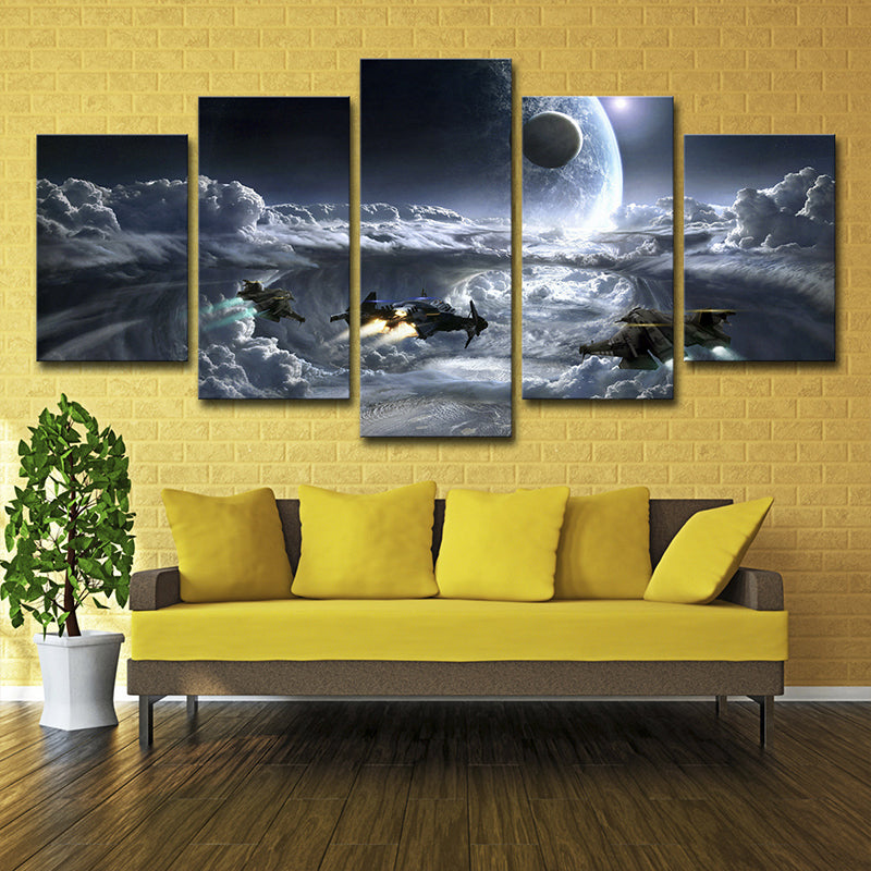Outer Space Fighters Canvas Print Fictional Multi-Piece Living Room Wall Art Decor