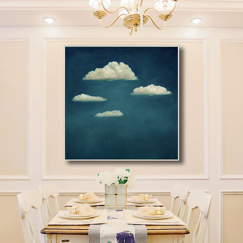 Cartoon Cloud Art Print Blue Wall Decor for Living Room, Multiple Sizes Available