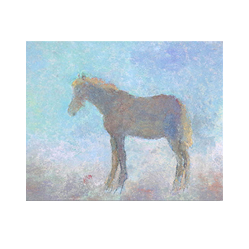 Wild Animal Wall Art Cartoon Textured Square Canvas Print in Blue for Living Room