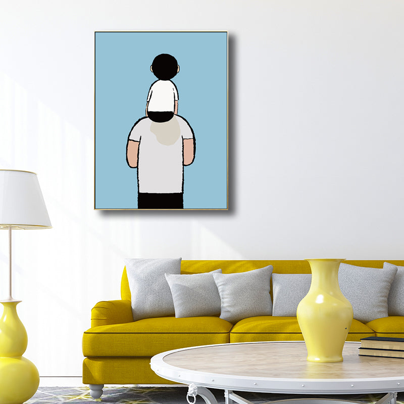 Childrens Art Kids Canvas Print Father Playing with His Baby Soft Color Wall Decor