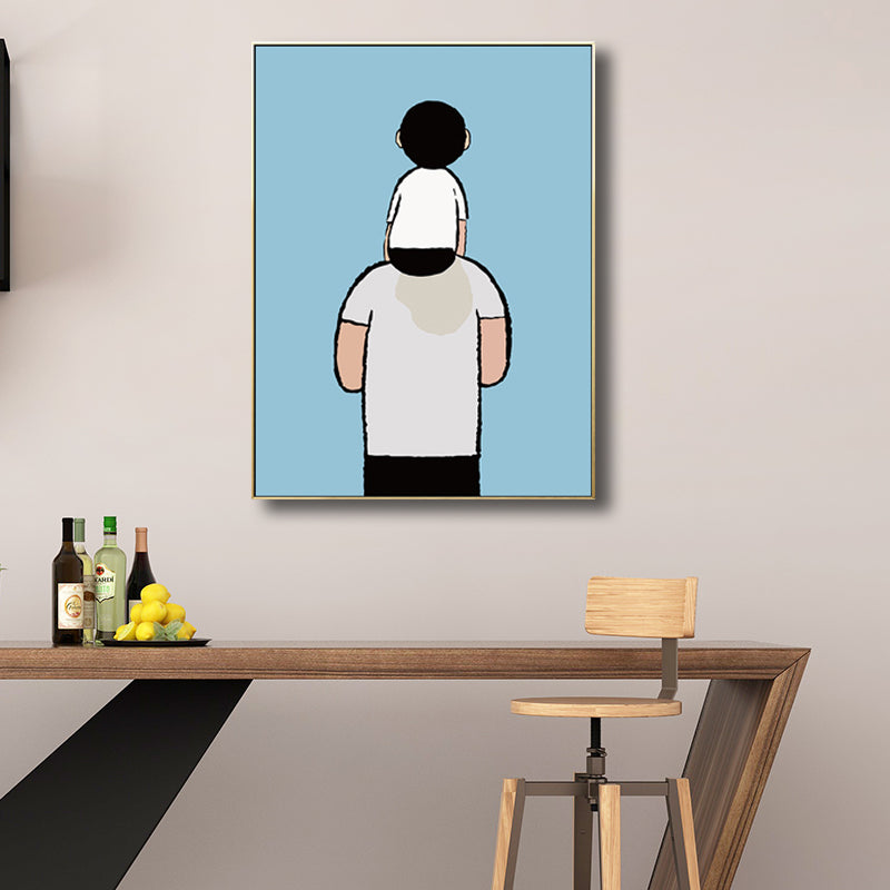 Childrens Art Kids Canvas Print Father Playing with His Baby Soft Color Wall Decor