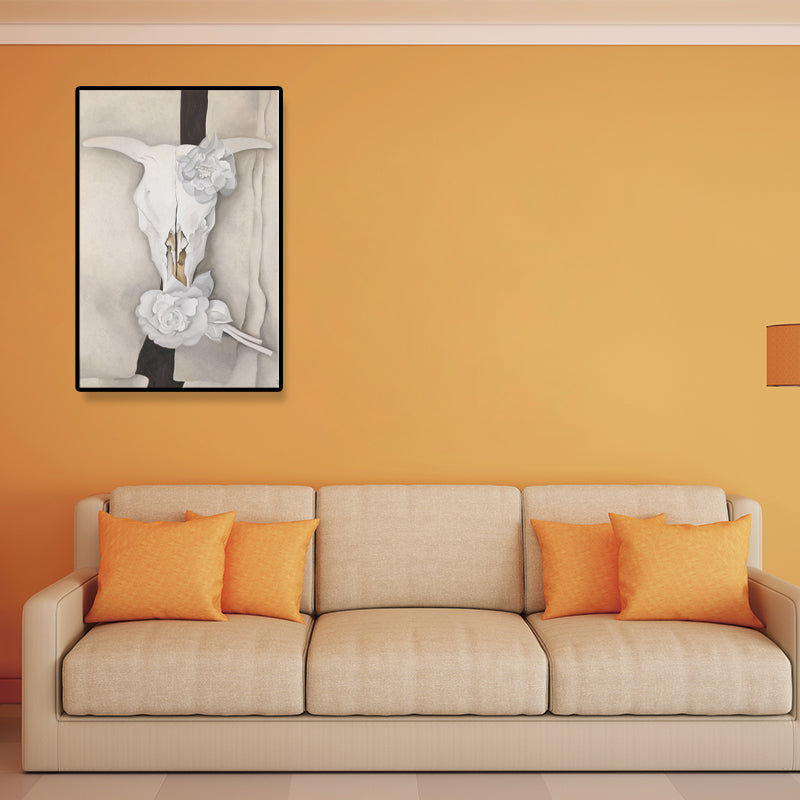 White Flower Art Print Textured Countryside Bedroom Wrapped Canvas (Multiple Sizes Available)