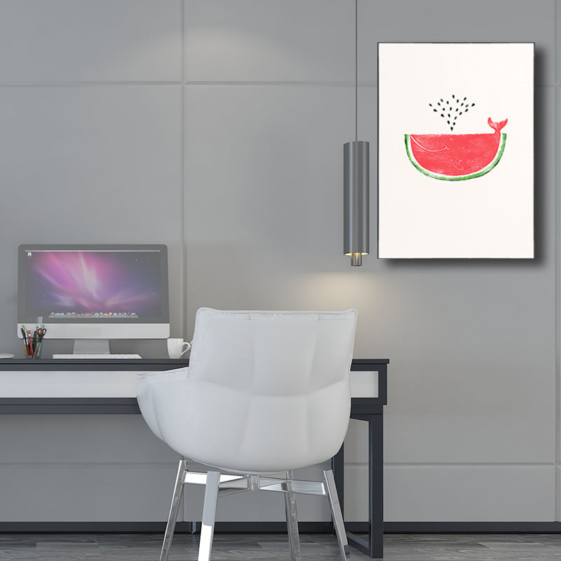Pink Watermelon Pattern Canvas Textured Wall Art Print for Bedroom, Multiple Sizes
