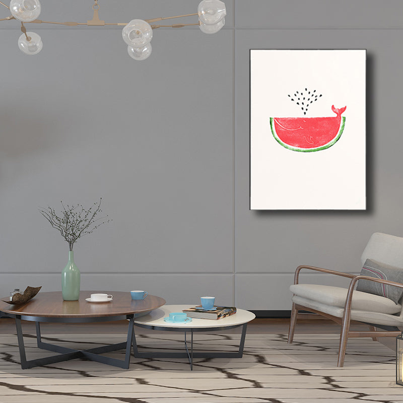 Pink Watermelon Pattern Canvas Textured Wall Art Print for Bedroom, Multiple Sizes
