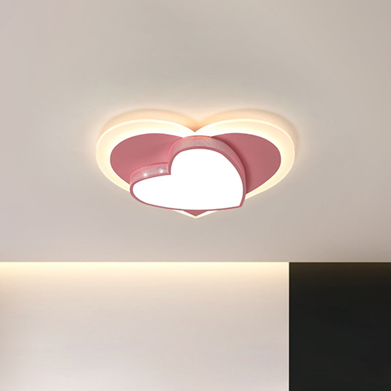 Macaron Loving Heart Plafón Acrílico LED Dormitorio Montaje empotrado en techo en blanco/rosa/amarillo