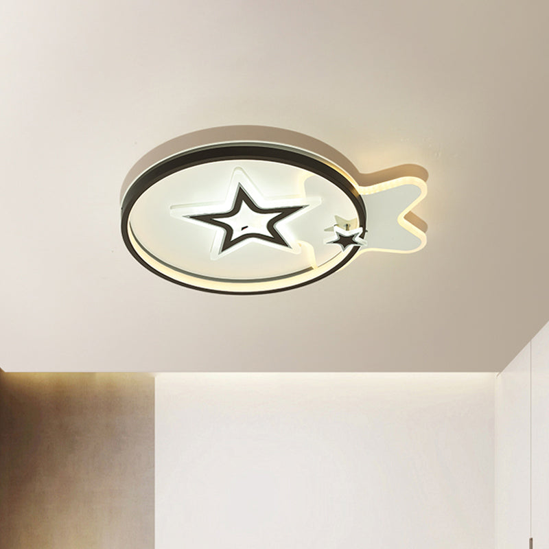 Loving Heart/Star Flushmount Lighting Contemporary Acrylic LED Black Ceiling Light Fixture for Sleeping Room