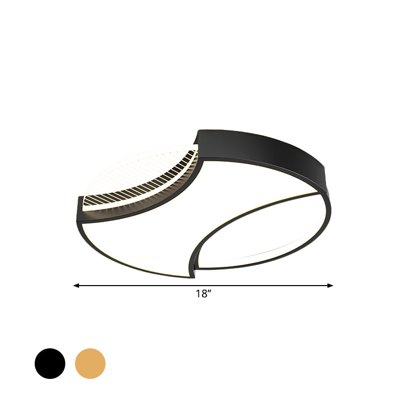 Geometric Flush Mount Light Modern Metal Style 18"/21.5" Width LED Bedroom Flush Ceiling Lamp in Black/Gold