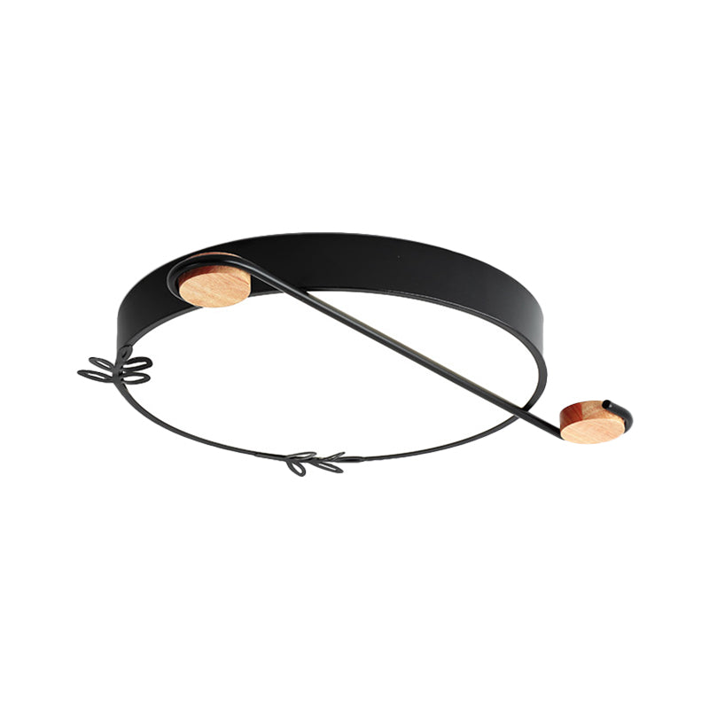 16"/19.5" Wide Drum Metallic Flushmount Lighting Simple Black/Grey/White LED Ceiling Light Fixture for Bedroom