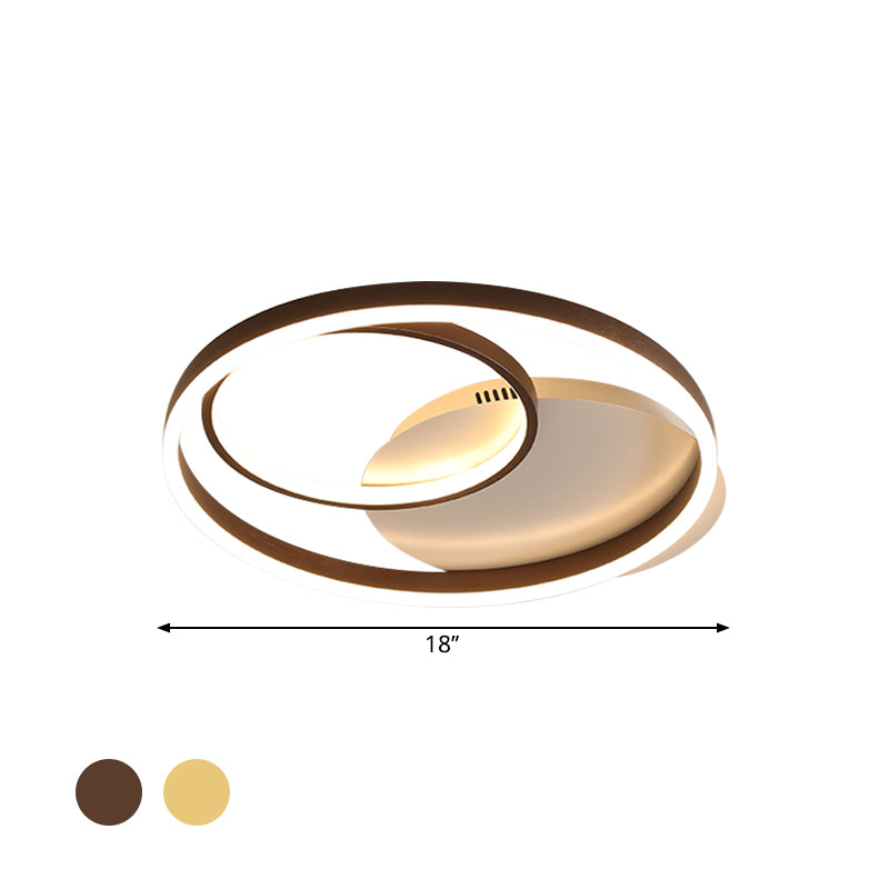 Halo Ring Flush Mount Contemporary Metallic Gold/Coffee LED Ceiling Light Fixture in Warm/White Light, 18/21.5 Inch Width