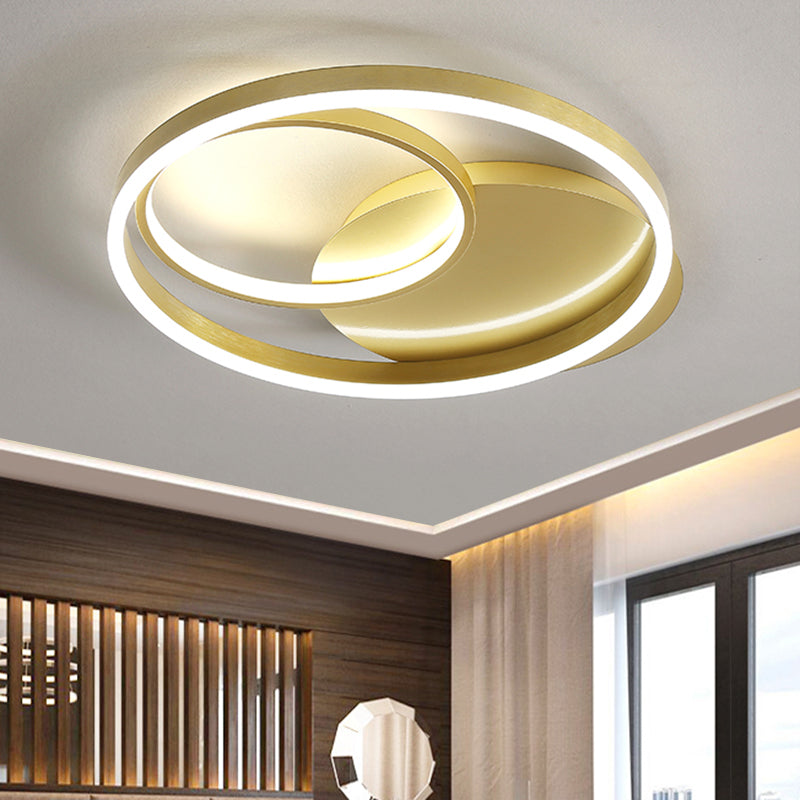 Halo Ring Flush Mount Contemporary Metallic Gold/Coffee LED Ceiling Light Fixture in Warm/White Light, 18/21.5 Inch Width