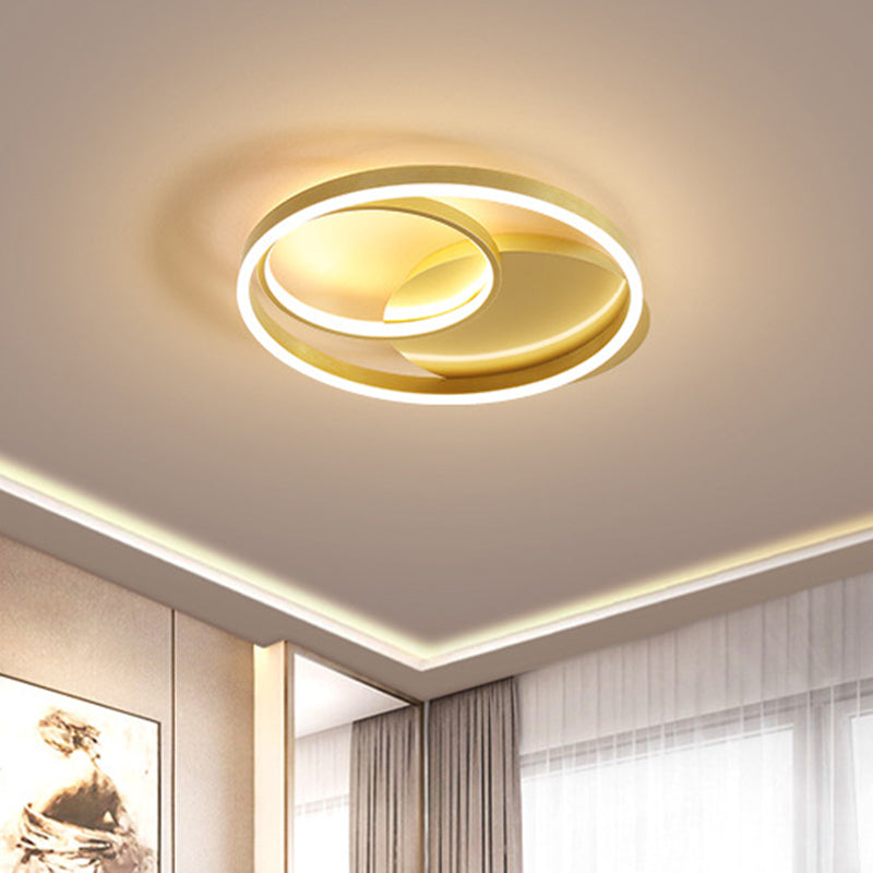 Halo Ring Flush Mount Contemporary Metallic Gold/Coffee LED Ceiling Light Fixture in Warm/White Light, 18/21.5 Inch Width