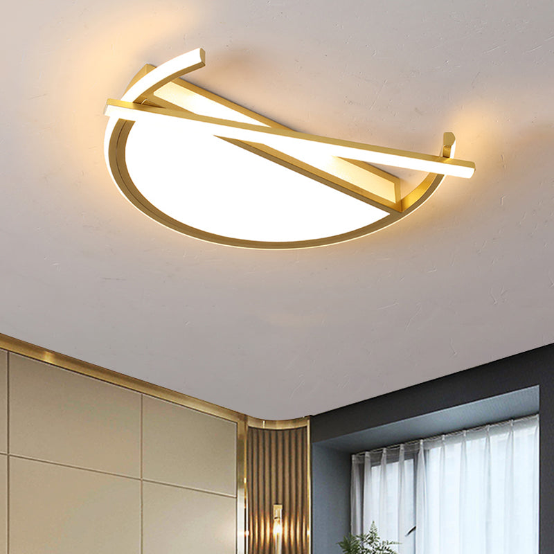 18"/21.5" Wide Geometric Flush Mount Fixture Contemporary Metal LED Parlor Flush Ceiling Light in Black/Gold