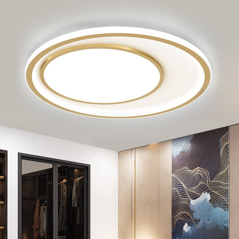 Rounded Flush Ceiling Light Modernism Acrylic 16.5"/20.5" Wide LED Gold Flush Mount Lighting