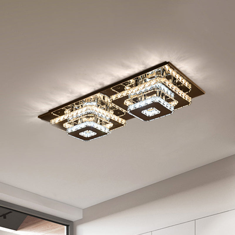 LED de techo cuadrado LED cromado Flush Minimalista Bloque de cristal Montaje de montaje Luz de montaje