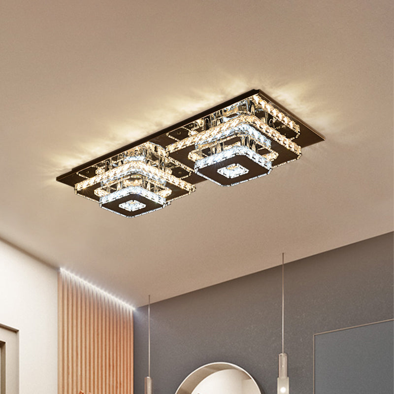 LED de techo cuadrado LED cromado Flush Minimalista Bloque de cristal Montaje de montaje Luz de montaje