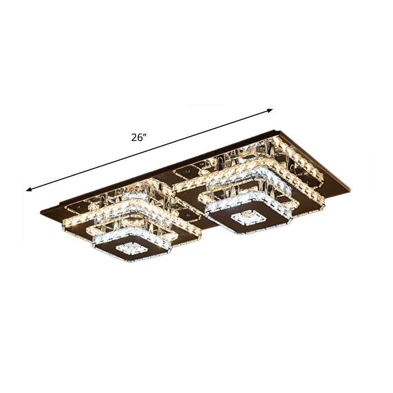 LED de techo cuadrado LED cromado Flush Minimalista Bloque de cristal Montaje de montaje Luz de montaje