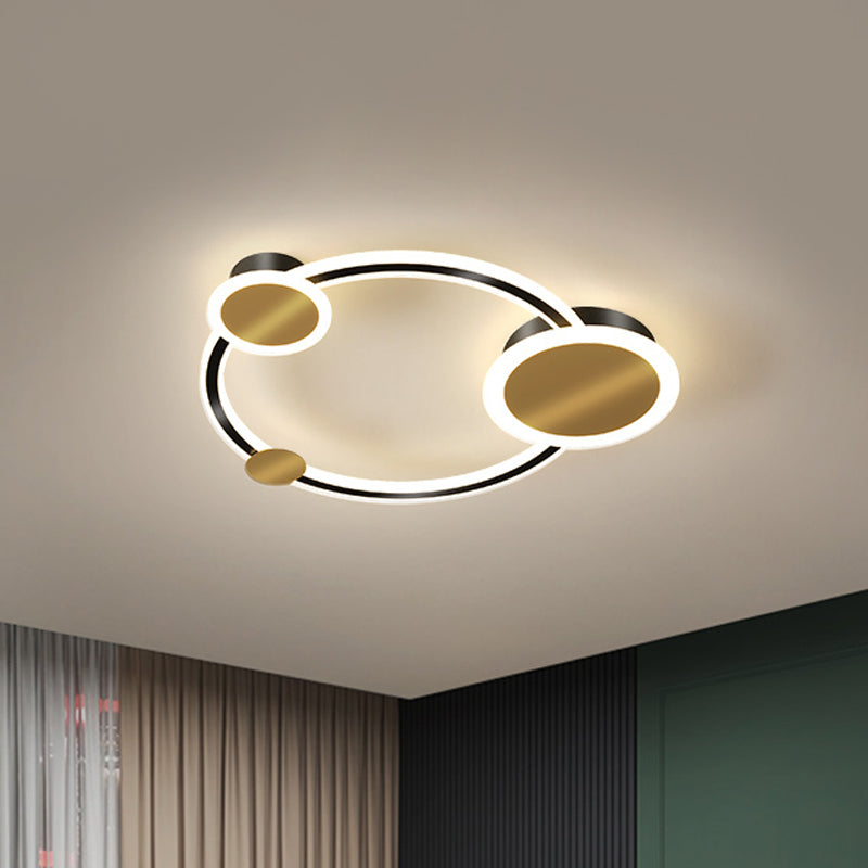 Metallkreis -Halbblütenlampe Modernismus LED -Deckenmontage in schwarzem, warmem/weißem Licht