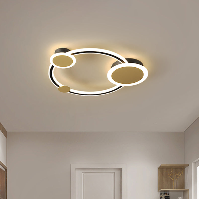 Metallkreis -Halbblütenlampe Modernismus LED -Deckenmontage in schwarzem, warmem/weißem Licht