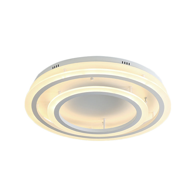 Acrylic Hoop Ceiling Lighting Contemporary LED White Flush Mount Lamp in Warm/White Light, 18"/29.5" Width