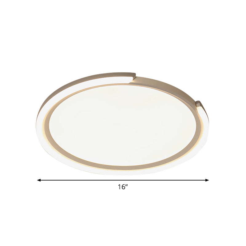 16"/19.5"/23.5" W Simple LED Flushmount White Round Close to Ceiling Lamp with Metallic Shade in Warm/White Light