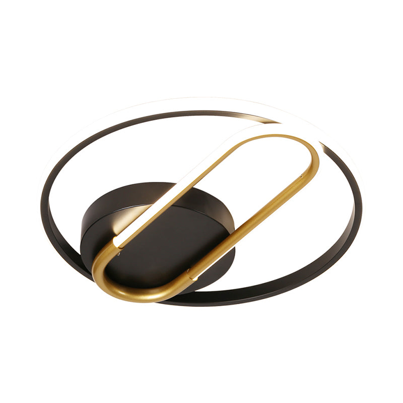 Ring and Oval Metal Ceiling Flush Modernist 16.5"/20.5" Width LED Black Flush Lighting Fixture in Warm/White Light