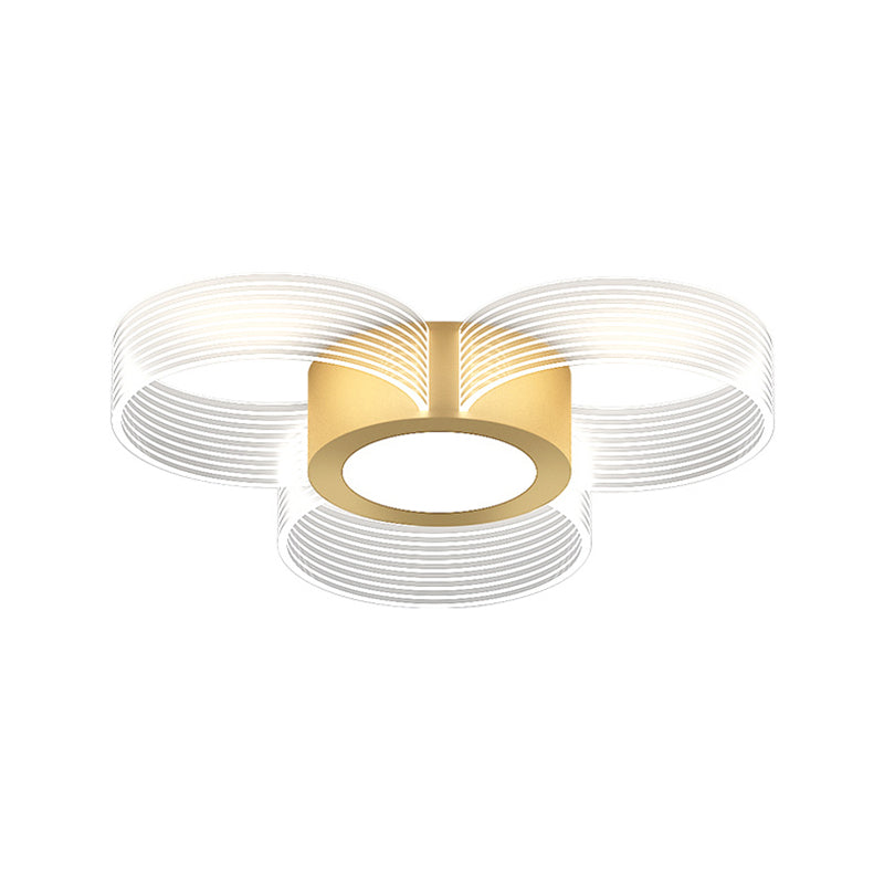 Modern Circle Massimale Light Acrilico 3/4/5 Bulbi Disegno Camera Flush Montaggio Illuminazione in Gold