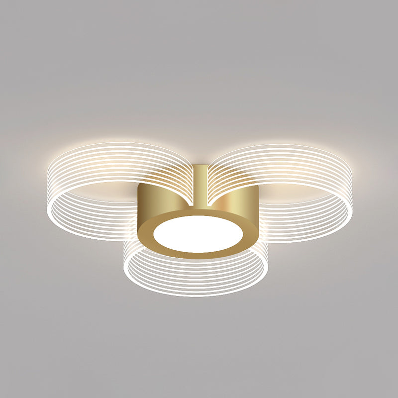 Modern Circle Massimale Light Acrilico 3/4/5 Bulbi Disegno Camera Flush Montaggio Illuminazione in Gold