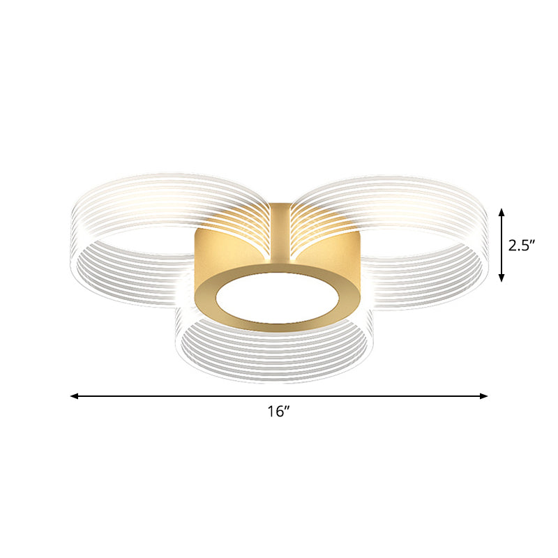 Modern Circle Massimale Light Acrilico 3/4/5 Bulbi Disegno Camera Flush Montaggio Illuminazione in Gold