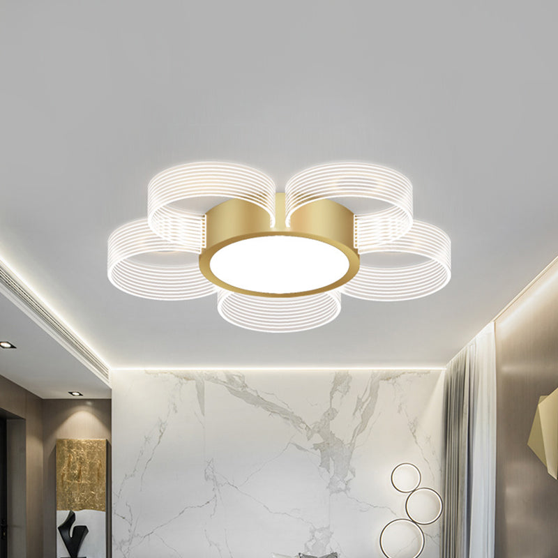 Modern Circle Massimale Light Acrilico 3/4/5 Bulbi Disegno Camera Flush Montaggio Illuminazione in Gold