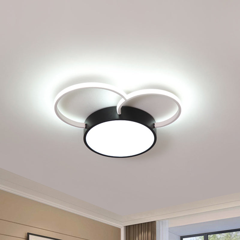 Round vicino all'illuminazione del soffitto modernismo in metallo camera da letto a LED lampada montato in bianco in bianco, 16 "/19.5" /23,5 "