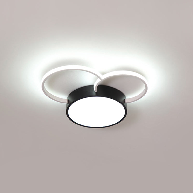Round vicino all'illuminazione del soffitto modernismo in metallo camera da letto a LED lampada montato in bianco in bianco, 16 "/19.5" /23,5 "