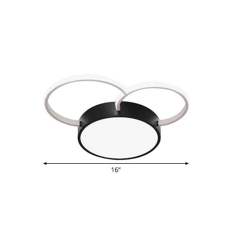 Round vicino all'illuminazione del soffitto modernismo in metallo camera da letto a LED lampada montato in bianco in bianco, 16 "/19.5" /23,5 "