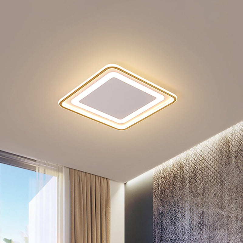 16.5"/20.5" W Modernity LED Flush Light Gold Squared Ceiling Lamp with Acrylic Shade in Warm/White Light for Bedroom