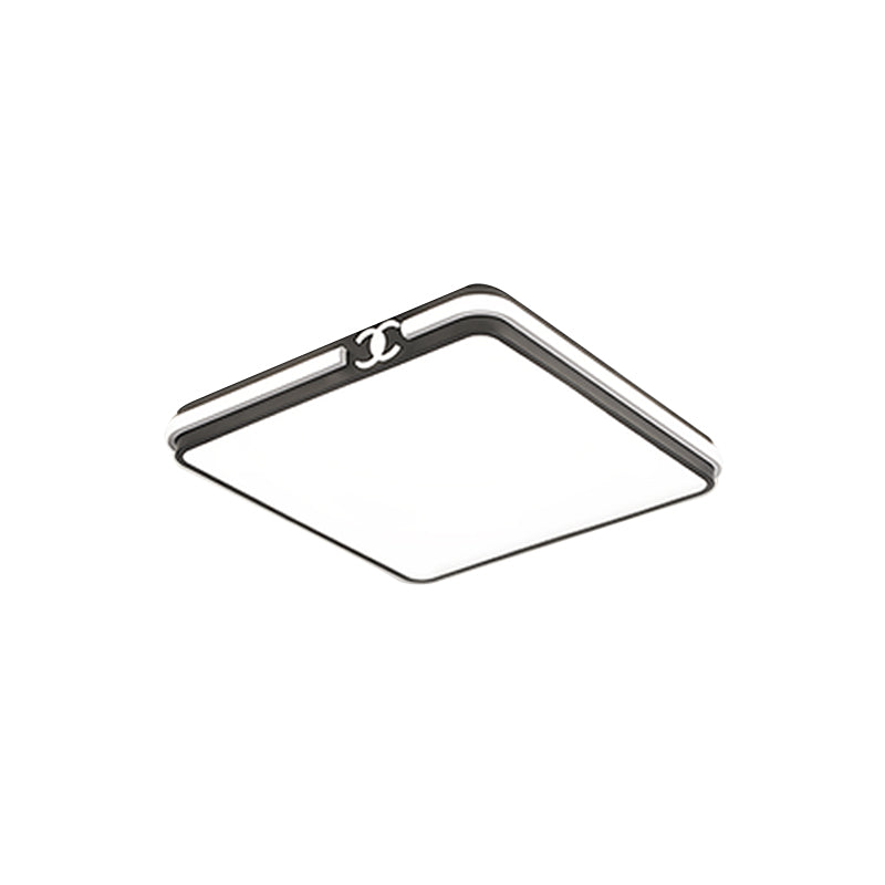 16.5"/20.5" W LED Bedroom Ceiling Light Fixture Simple Black/Gold Flush Mount Lighting with Square Acrylic Shade in Warm/White Light