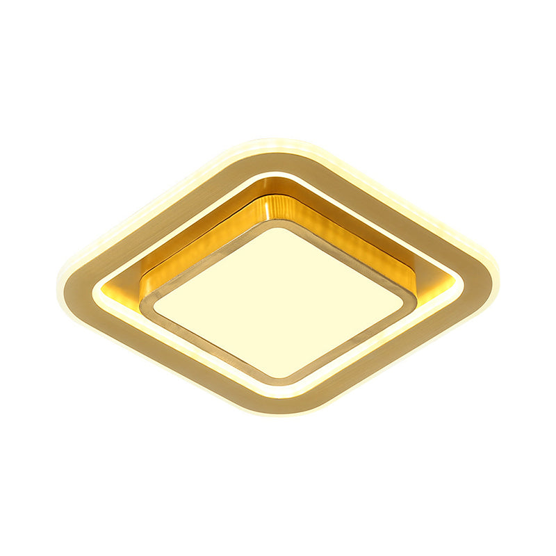 Squared Acrylic Ceiling Mounted Light Simplicity LED Gold Flush Mount Lamp for Hallway