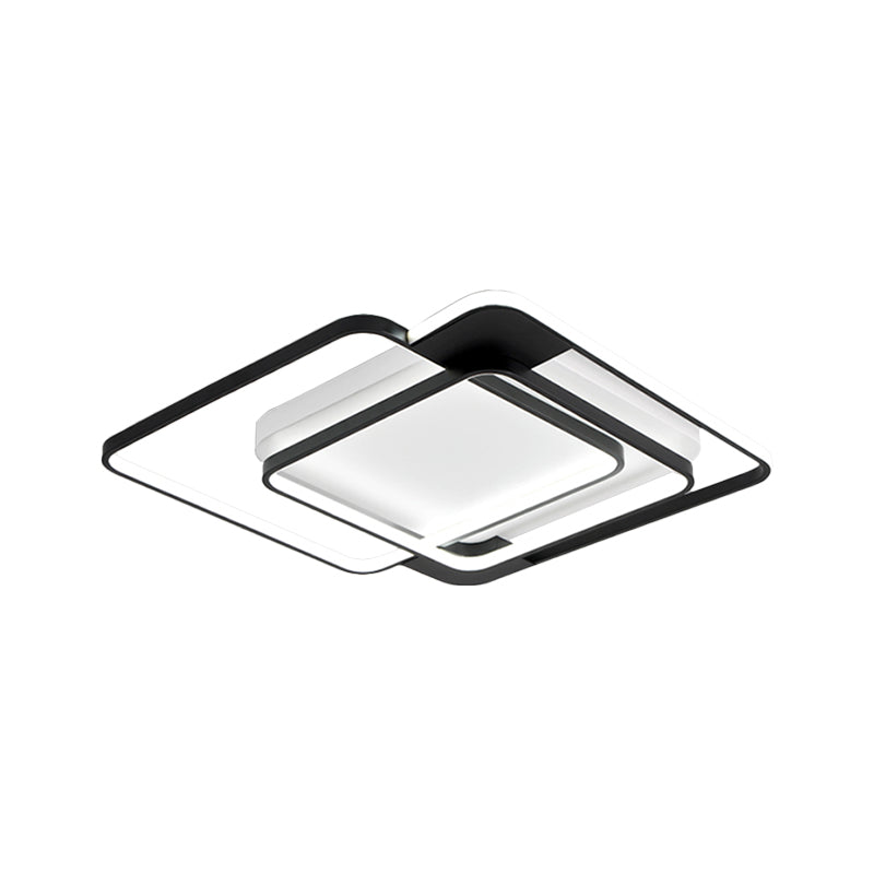 Lampada da incasso acrilica sovrapposta Moderna illuminazione da incasso a LED larga 16,5"/20,5" in nero per camera da letto