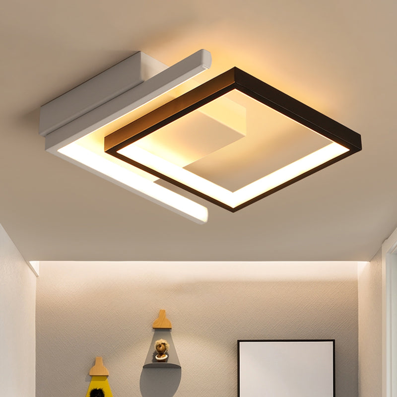 Metallisch Geometrisch Bündig Montierte Lampe Zeitgenössische LED Schwarz Deckenleuchte