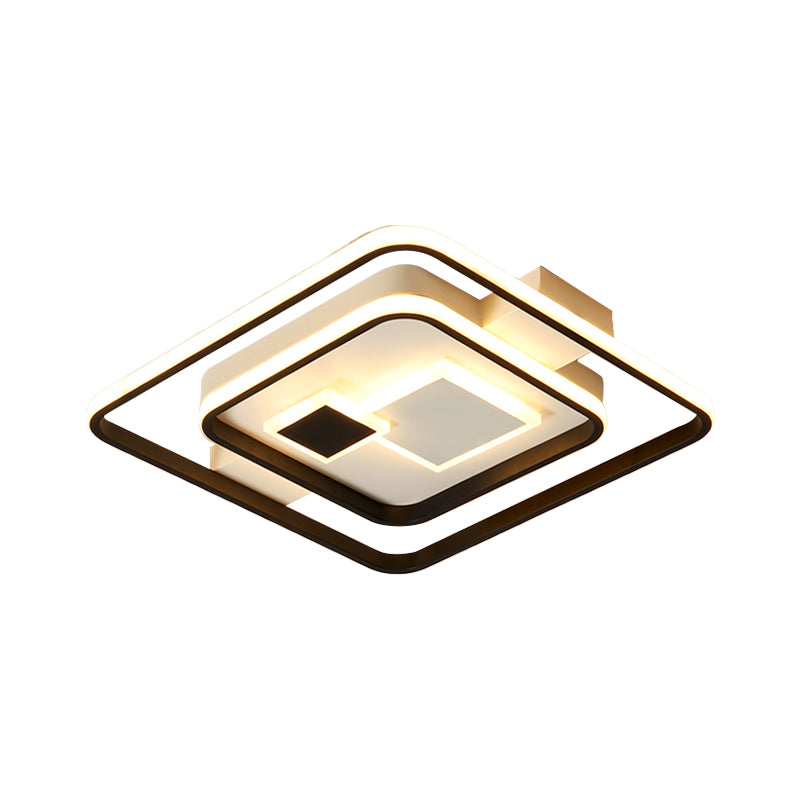 Square Metal Ceiling Flush Mount Nordic LED Black Flushmount Lighting for Bedroom, 16.5"/20.5" W