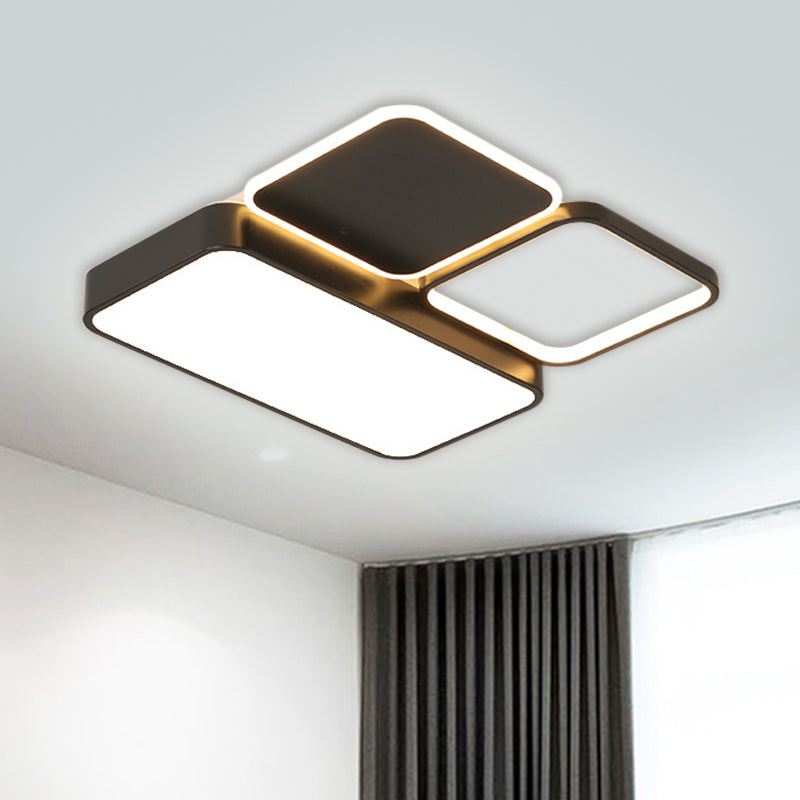 Splicing Bedroom Flush Mount Acrylic LED Modernist Ceiling Mounted Fixture in Black, Warm/White Light