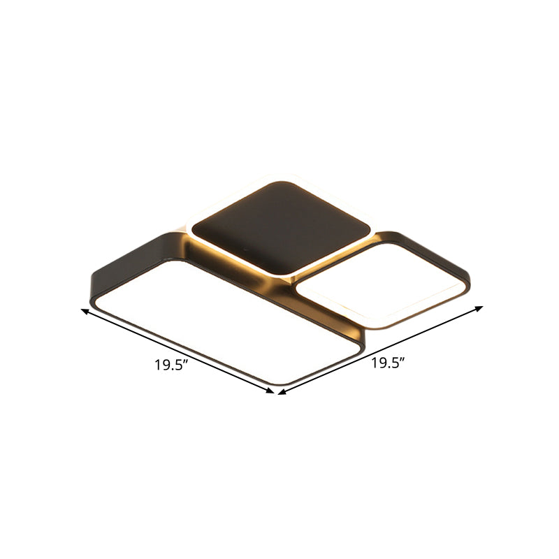 Splicing Bedroom Flush Mount Acrylic LED Modernist Ceiling Mounted Fixture in Black, Warm/White Light