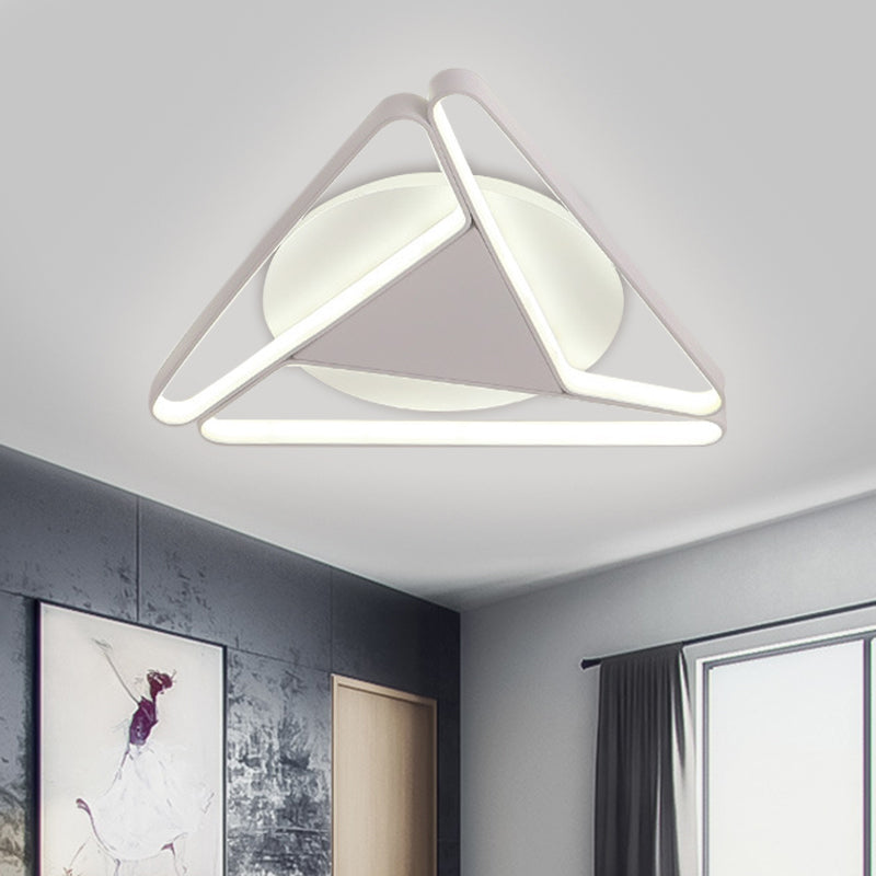 Nordic LED Flush Ceiling Light with Acrylic Shade Black/White c Triangle Flush Mount in Warm/White Light, 19.5"/29" W